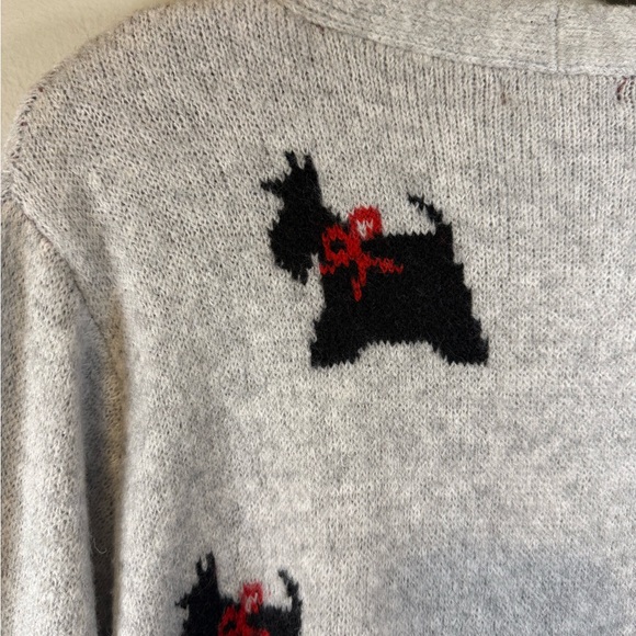 cupcakes & cashmere Gray Cardigan with Scottish Dog Size XL - Picture 7 of 8